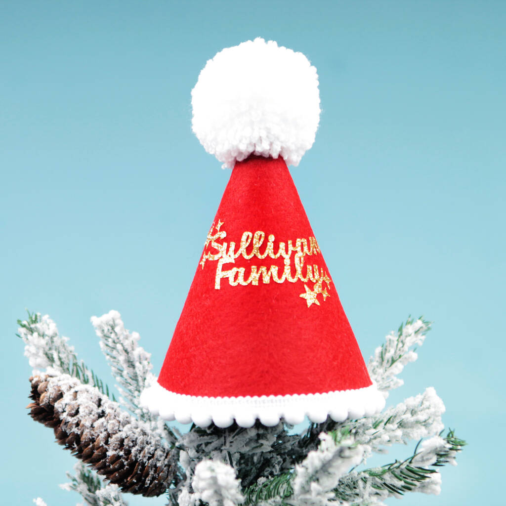 Personalised Felt Party Hat Christmas Tree Topper, 1 of 7