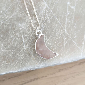 Sterling Silver Faceted Gemstone Moon Necklace, 8 of 11