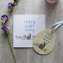 Personalised Easter Rabbit Wooden Decoration And Card, thumbnail 4 of 5