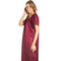 British Made Burgundy Short Sleeved Satin Nightdress With Lace Detail Ladies Size 8 To 28 UK, thumbnail 3 of 5