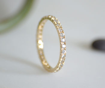 Pave Eternity Ring With Colourless Sapphires, 3 of 5