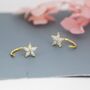 Forget Me Not Flower Cz Huggie Hoop Earrings, thumbnail 2 of 10