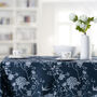 Luxury Linen Like Floral Tablecloth Cecylia Navy, thumbnail 1 of 7