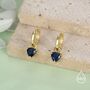 Sterling Silver Sapphire Blue Trillion Cut Cz Hoop Earrings, thumbnail 6 of 11