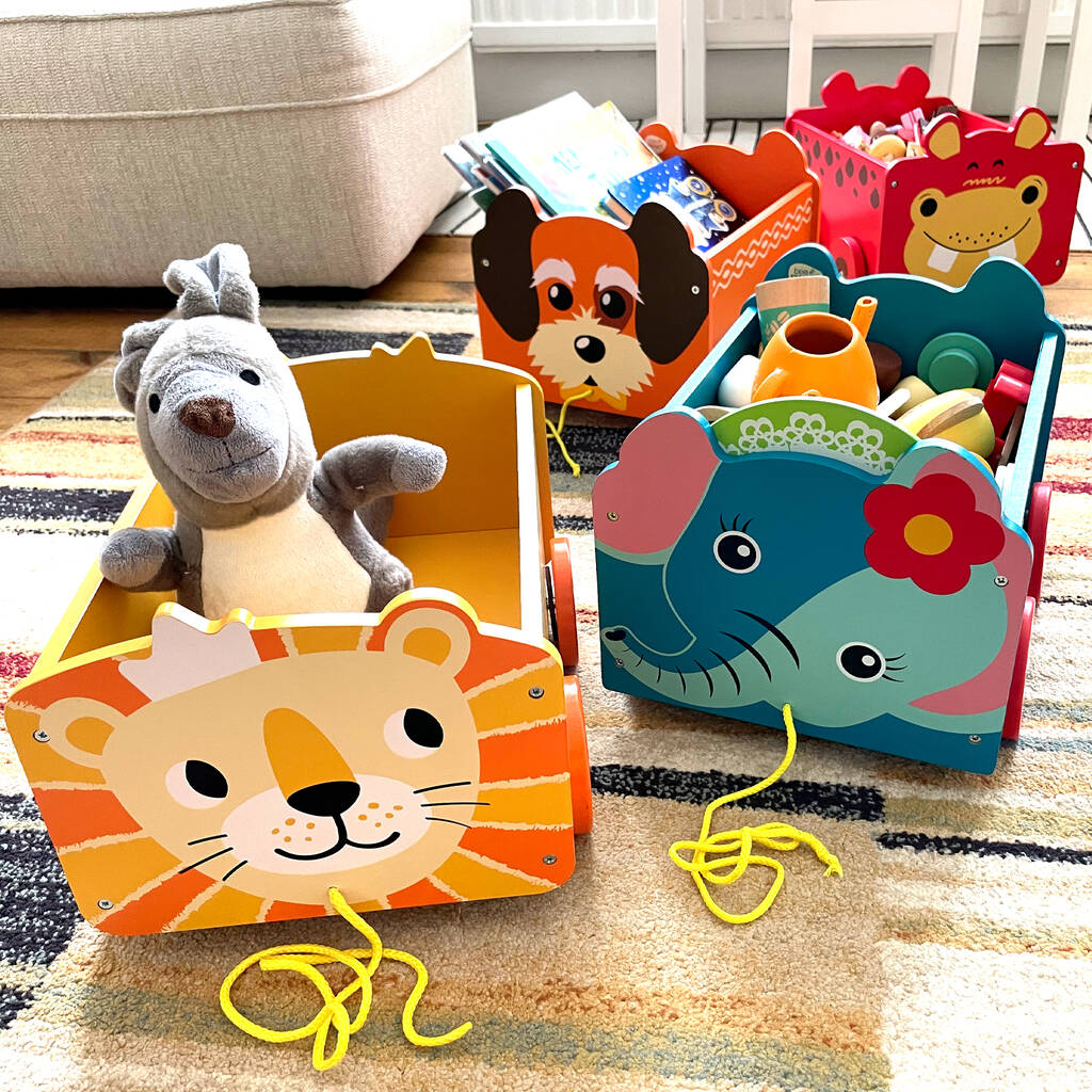 Wooden Pull Along Toy Storage Boxes By Bee Smart