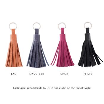 Handmade Leather Bag Tassel Keyring, 10 of 12