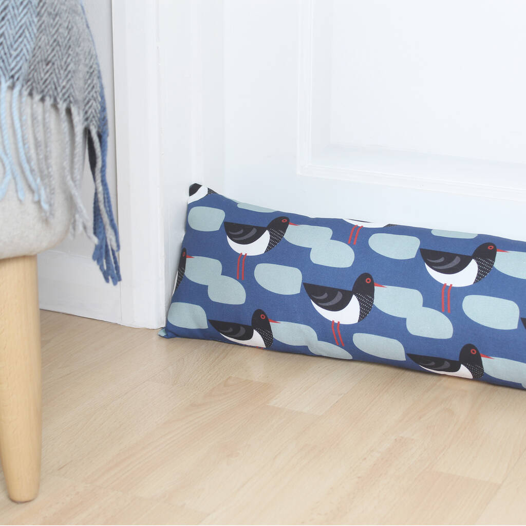 Oystercatcher Blue Draught Excluder, 1 of 2