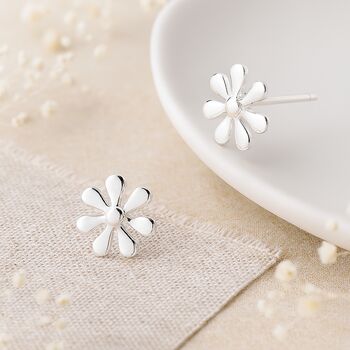Sterling Silver Daisy Stud Earrings, 3 of 8