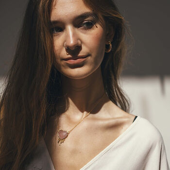 Gemstone Heart Necklace Rose Quartz, 5 of 6