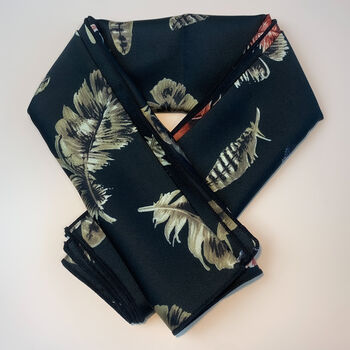 Black Feather Print Silky Scarf, 2 of 4