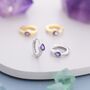 Sterling Silver Amethyst Purple Pear Cut Cz Huggie Hoop, thumbnail 4 of 9