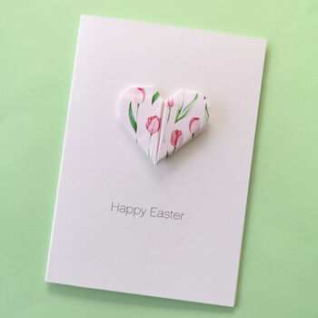 Personalised Happy Easter Origami Tulip Heart Card, 3 of 7