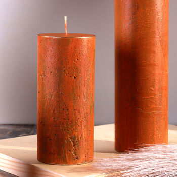 G Decor Fern Amberstone And Gold Hand Finished Pillar Candles, 5 of 6