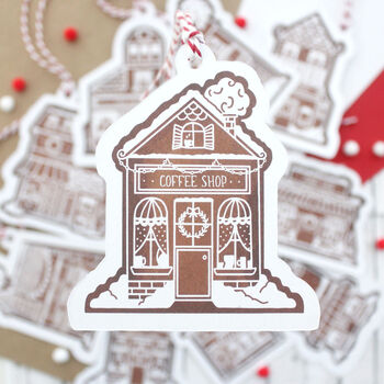Illustrated Christmas Gift Tags, Gingerbread Shops, 7 of 9