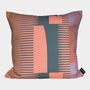 Square Combed Stripe Cushion Coral / Pewter, thumbnail 1 of 2