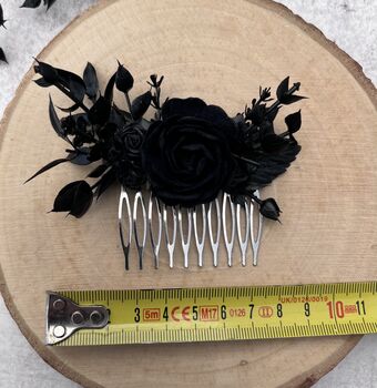 Black Gothic Flower Hair Comb, 3 of 4