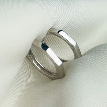 Sterling Silver Geometric Huggie Hoop Earrings, 4 of 7