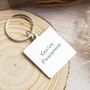 Stainless Steel Personalised Square Keyring With Paw Prints, thumbnail 2 of 6