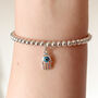 Sterling Silver Hamsa Charm Beaded Bracelet, thumbnail 4 of 7