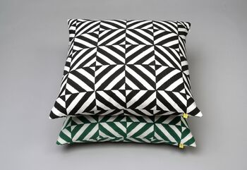 Optic Geometric Gokarna Pattern Cotton Cushion Cover, 3 of 9