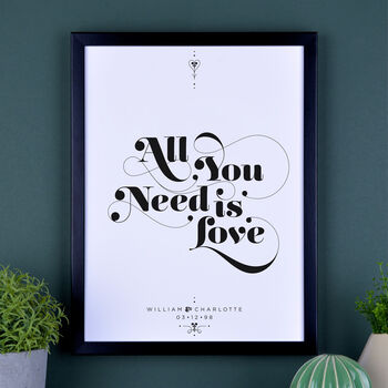 All You Need Is Love Personalised Print, 3 of 11