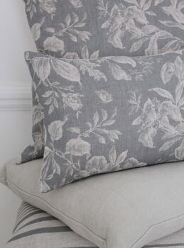 Floraison Floral Manoir Grey Linen Square Cushion, 3 of 3