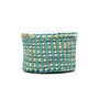 Leta: Turquoise And Gold Tie Dye Woven Storage Basket, thumbnail 3 of 9