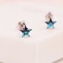 Tiny Crystal Star Stud Earrings In Sterling Silver, thumbnail 2 of 8