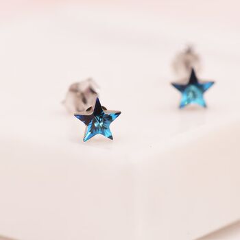 Tiny Crystal Star Stud Earrings In Sterling Silver, 2 of 8