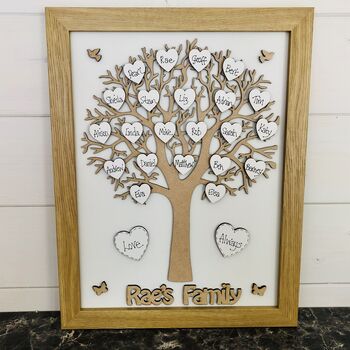 Personalised Mother's Day Framed Wooden Family Tree, 10 of 12