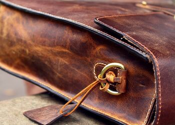 Handcrafted Men's Leather Laptop Bag Personalised Gift, 7 of 12
