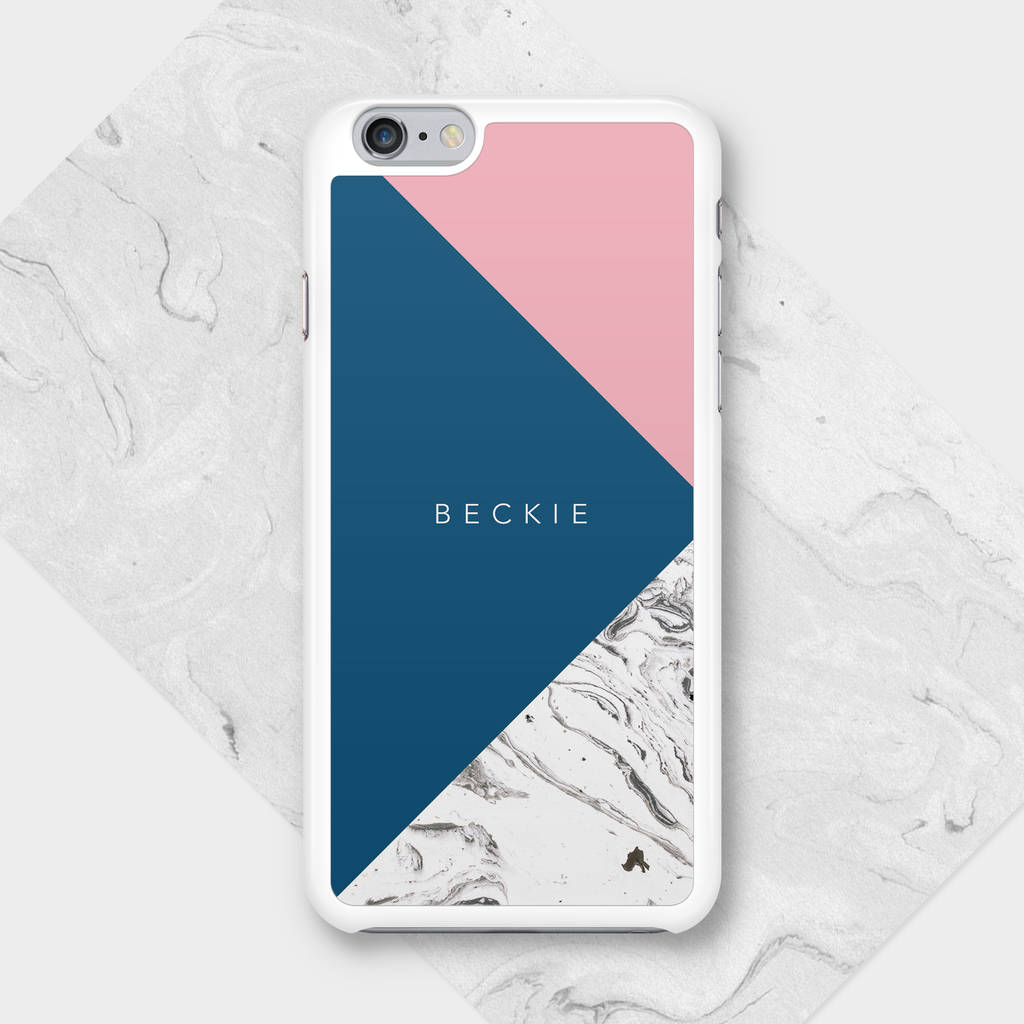 geometric marble personalised name phone case by paperhappy