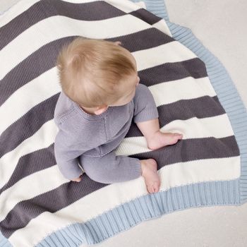 Unisex Mono Stripe Baby Blanket, 2 of 9