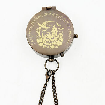 Personalised Halloween Compass With Leather Case Or Wooden Box, 6 of 9