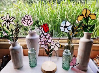 Pink Rose Flower Stem Faux Glass Flowers, 11 of 11
