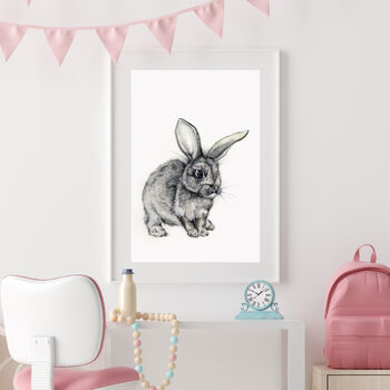Bunny Rabbit Picture, Watercolour Artwork Print, 3 of 7