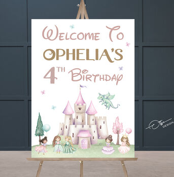 Personalised Princess Birthday Party Sign, 2 of 6