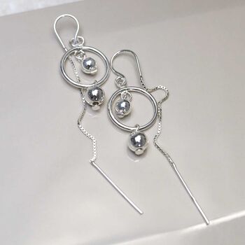 Sterling Silver Ring And Twin Ball Threader Earrings, 4 of 8