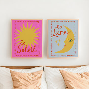 Set Of Le Soleil And La Lune Sun And Moon Wall Prints, 3 of 11