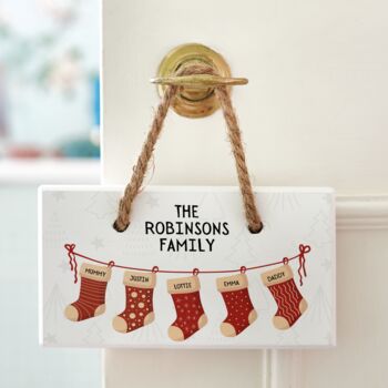 Personalised Christmas Stocking Family Sign, 2 of 3