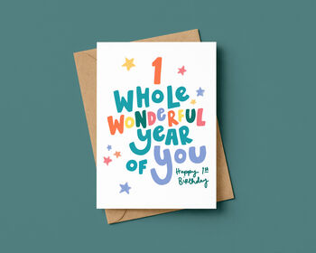One Whole Wonderful Year First Birthday Card, 4 of 5