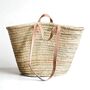 Handwoven Straw Market Bag With Long And Short Natural Leather Handles, thumbnail 1 of 6