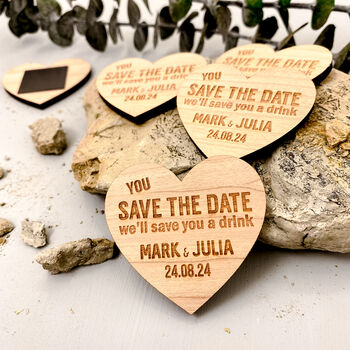 Simple Elegant Gold Foil Save The Date Heart Magnets, 8 of 12