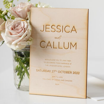 Personalised Elegant Wooden Wedding Invitations, 8 of 8