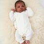 White Boucle Angel Wing Baby Romper, thumbnail 1 of 5