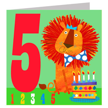 Lion 5th Happy Birthday Card, 2 of 3