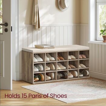 Shoe Bench With Cushion And Storage Compartments, 3 of 12