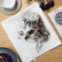 Your Cat Portrait Watercolour Tea Towel, thumbnail 3 of 6