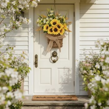 Spring Sunflower Basket Door Wreath, 2 of 6