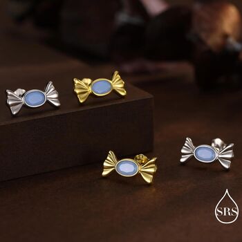 Sterling Silver Cz Candy Stud Earrings Three Cz Colours, 2 of 12